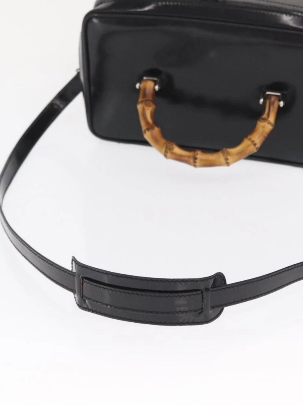 GUCCI Bamboo Vanity Hand Bag Patent 2way Black Silver 013 122 2491 Auth bs33063 - Picture 9 of 16
